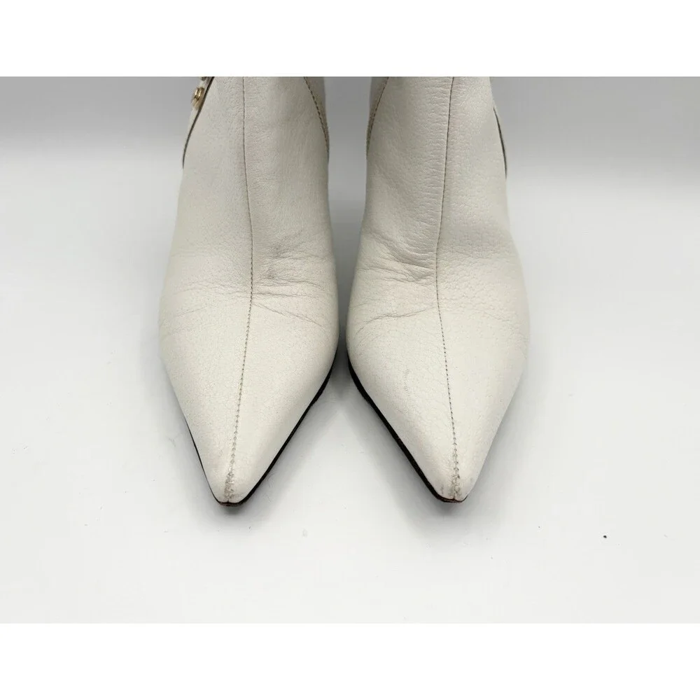 Gucci White Leather Knee High Pointed Toe Boots Vintage Size EU 36.5